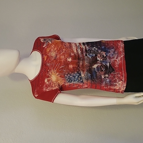 VTG BLUE CANYON Patriotic Fourth of July American Flag Graphic T-shirt - Picture 2 of 9